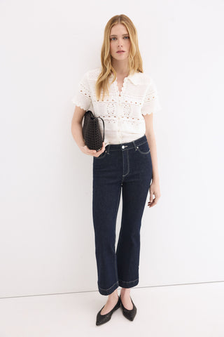 E Denim Flare Crop.