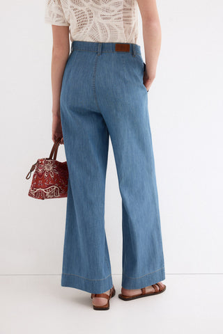 E Denim Wide Leg Fluido.