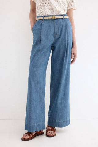 E Denim Wide Leg Fluido.