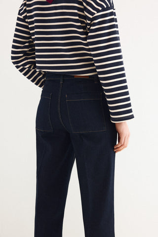 Jeans Wide Leg Talle Medio con Bolsillos