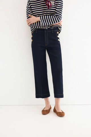 Jeans Wide Leg Talle Medio con Bolsillos