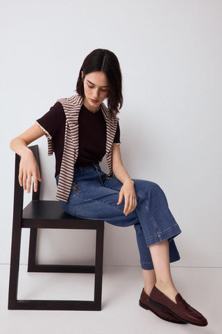 Jeans Wide Leg Capri.