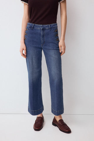 Jeans Wide Leg Capri.