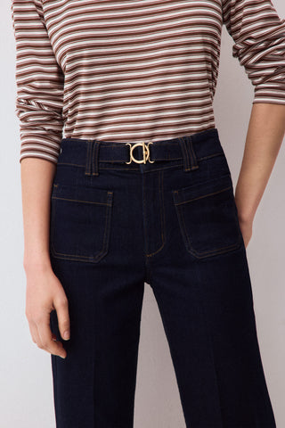 E Denim Stove Pipe Cropped Hebilla.