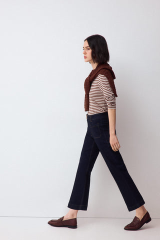 E Denim Stove Pipe Cropped Hebilla.