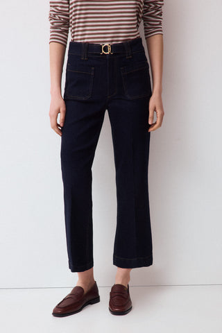 E Denim Stove Pipe Cropped Hebilla.