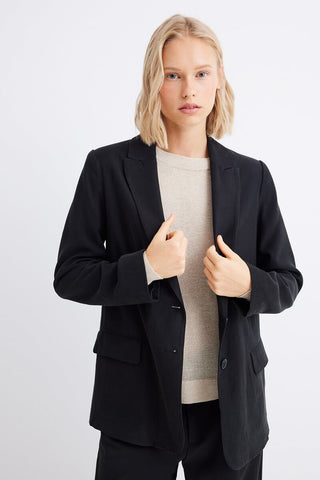 Blazer con Cuello Solapa y Bolsillos