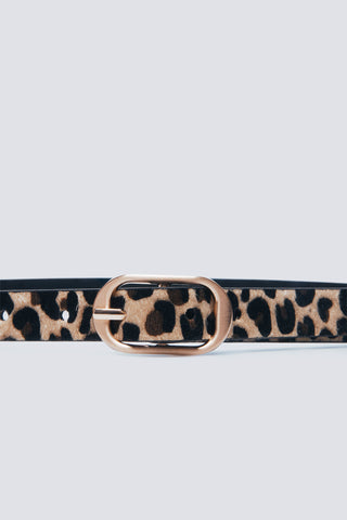 Cinturón con Hebilla Ovalada Estampado Animal Print