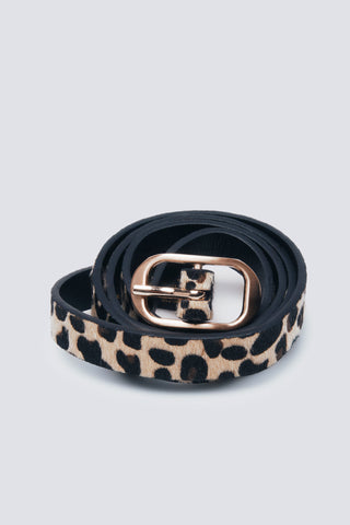 Cinturón con Hebilla Ovalada Estampado Animal Print