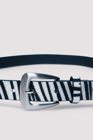 Cinturón Fino con Estampado Animal Print, Mujer