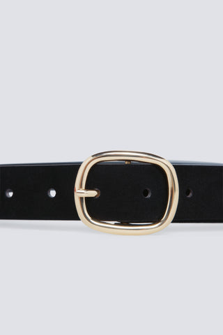 Belt with Oval Gold Buckle, Women's