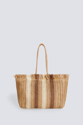Striped Raffia Bag.