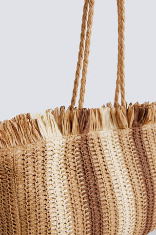 Striped Raffia Bag.