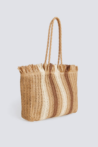 Striped Raffia Bag.