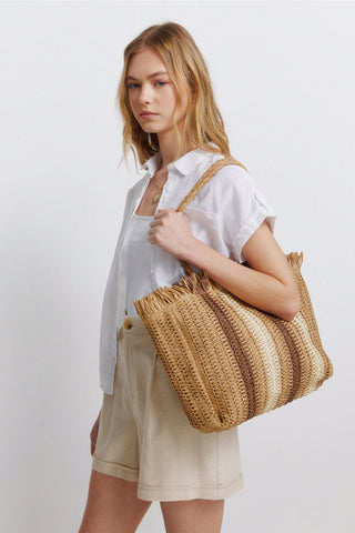 Striped Raffia Bag.