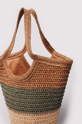 Bolso de Hombro de Rafia con Rayas