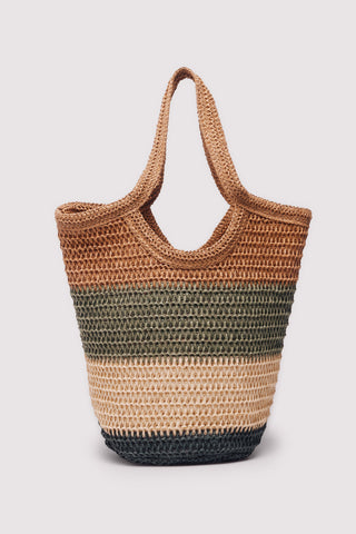 Bolso de Hombro de Rafia con Rayas