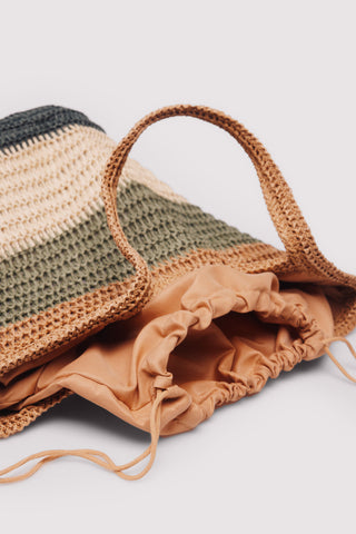 Bolso de Hombro de Rafia con Rayas