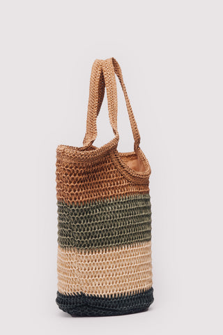 Bolso de Hombro de Rafia con Rayas