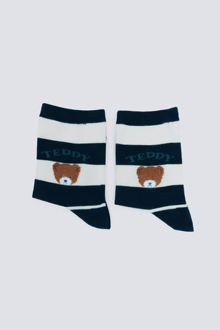 Medias de Rayas con Diseño Osito, Mujer