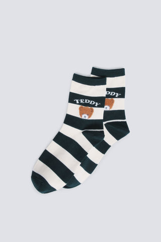 Medias de Rayas con Diseño Osito, Mujer