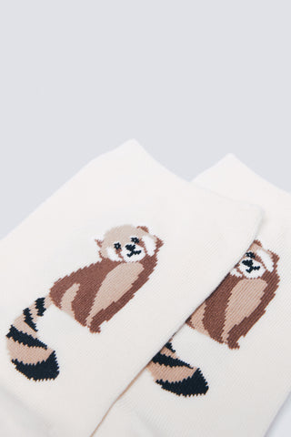 Calcetín con Estampado de Mapache