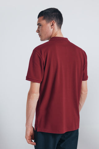 Polo Manga Corta con Logo Bordado de Algodón