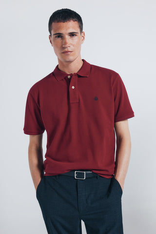 Polo Manga Corta con Logo Bordado de Algodón