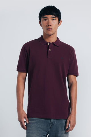 Polo Manga Corta con Logo Bordado de Algodón