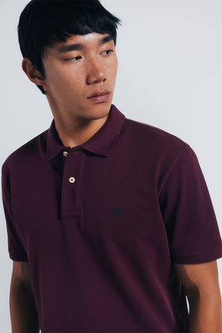 Polo Manga Corta con Logo Bordado de Algodón
