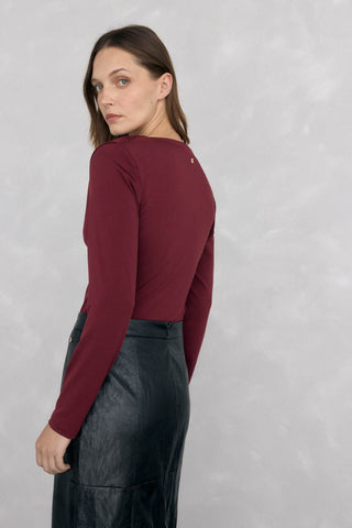 Camiseta Manga Larga con Escote Drapeado