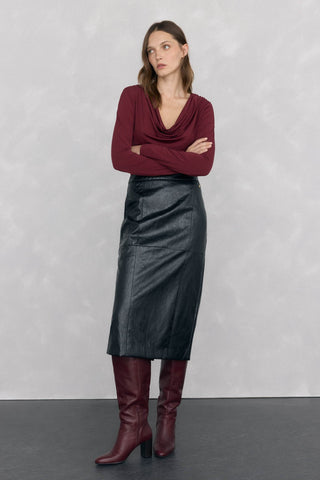 Camiseta Manga Larga con Escote Drapeado