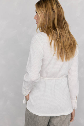 Camisa Manga Larga con Cinturón de Tela