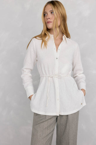 Camisa Manga Larga con Cinturón de Tela