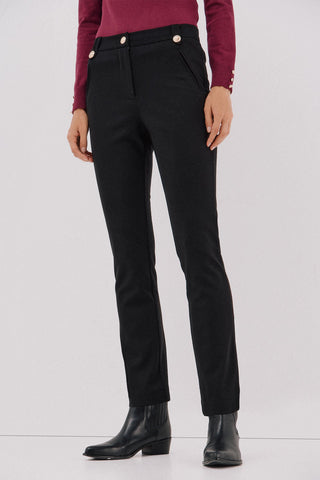 Pantalón Recto con Botones Metálicos