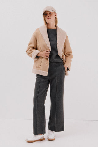 Pantalón Ancho Talle Alto con Bolsillos