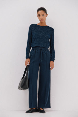 Pantalón Ancho con Cintura Elástica y Bolsillos