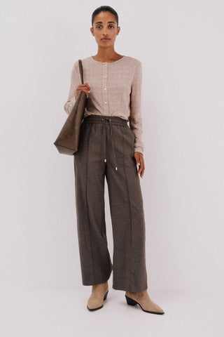 Pantalón Ancho con Cintura Elástica y Bolsillos