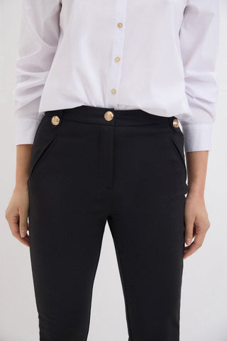 Pantalón Skinny con Botones Metálicos