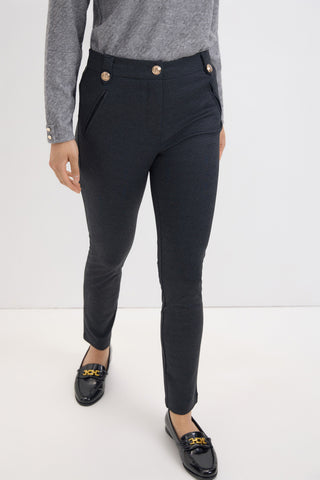 Pantalón Skinny con Botones Metálicos