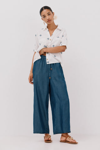 Pantalón Palazzo Talle Medio con Bolsillos