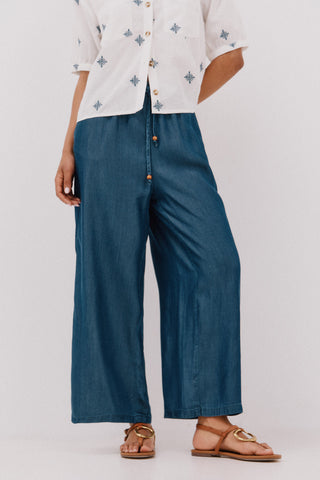 Pantalón Palazzo Talle Medio con Bolsillos