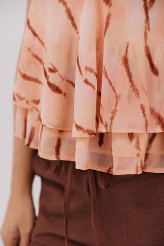 Blusa de Tirantes con Detalle Volantes Estampado