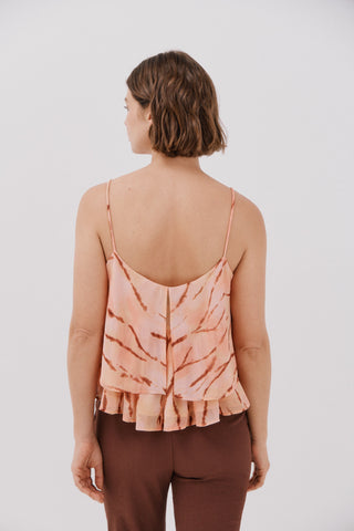 Blusa de Tirantes con Detalle Volantes Estampado