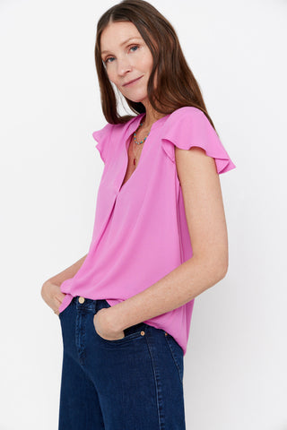 Blusa Cuello Redondo con Manga Volante