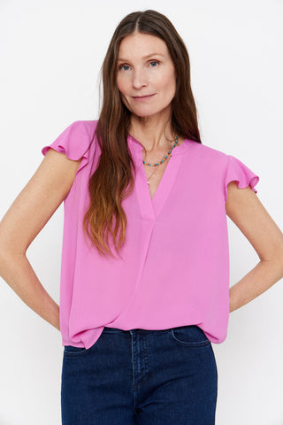 Blusa Cuello Redondo con Manga Volante