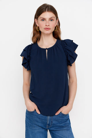 Blusa Cuello Redondo con Volante