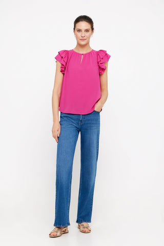 Blusa Cuello Redondo con Volante