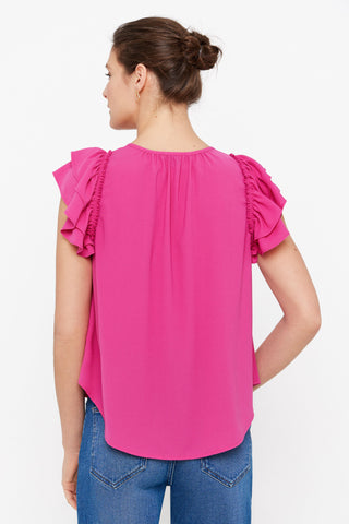 Blusa Cuello Redondo con Volante