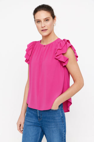 Blusa Cuello Redondo con Volante